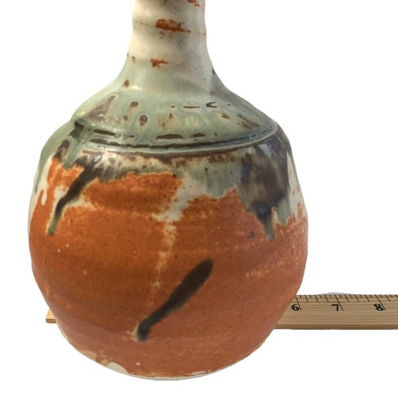 Brutalist Decanter Studio Art Pottery Sanded Slip Glaze Hand Formed Stopper - Picture 10 of 10